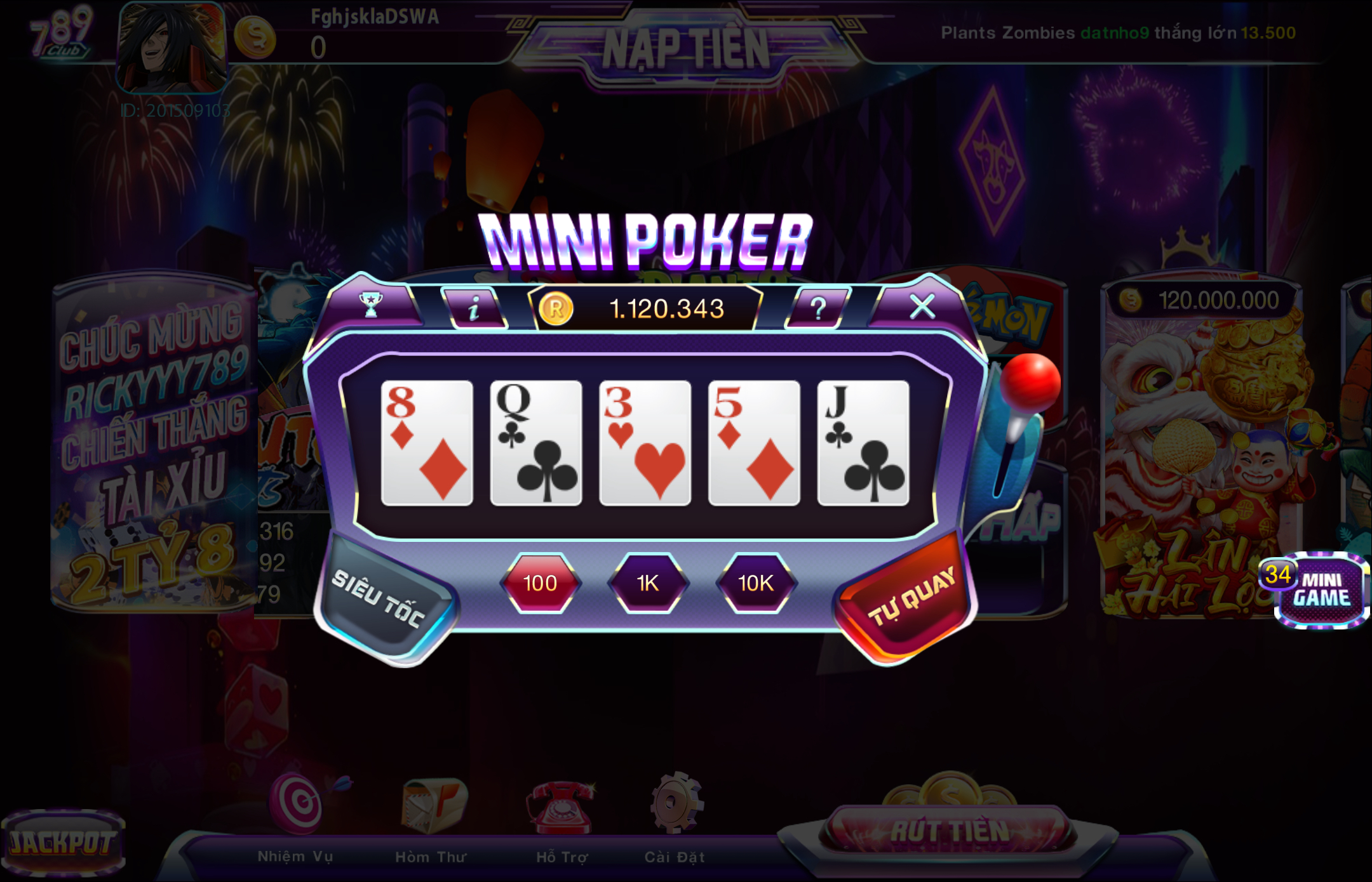 Luật chơi Mini Poker 789club APK