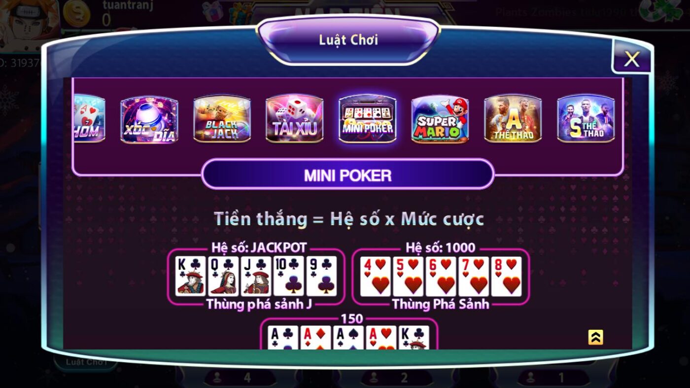 Luật chơi Mini Poker tại 789Club apk đơn giản cho anh em tân thủ