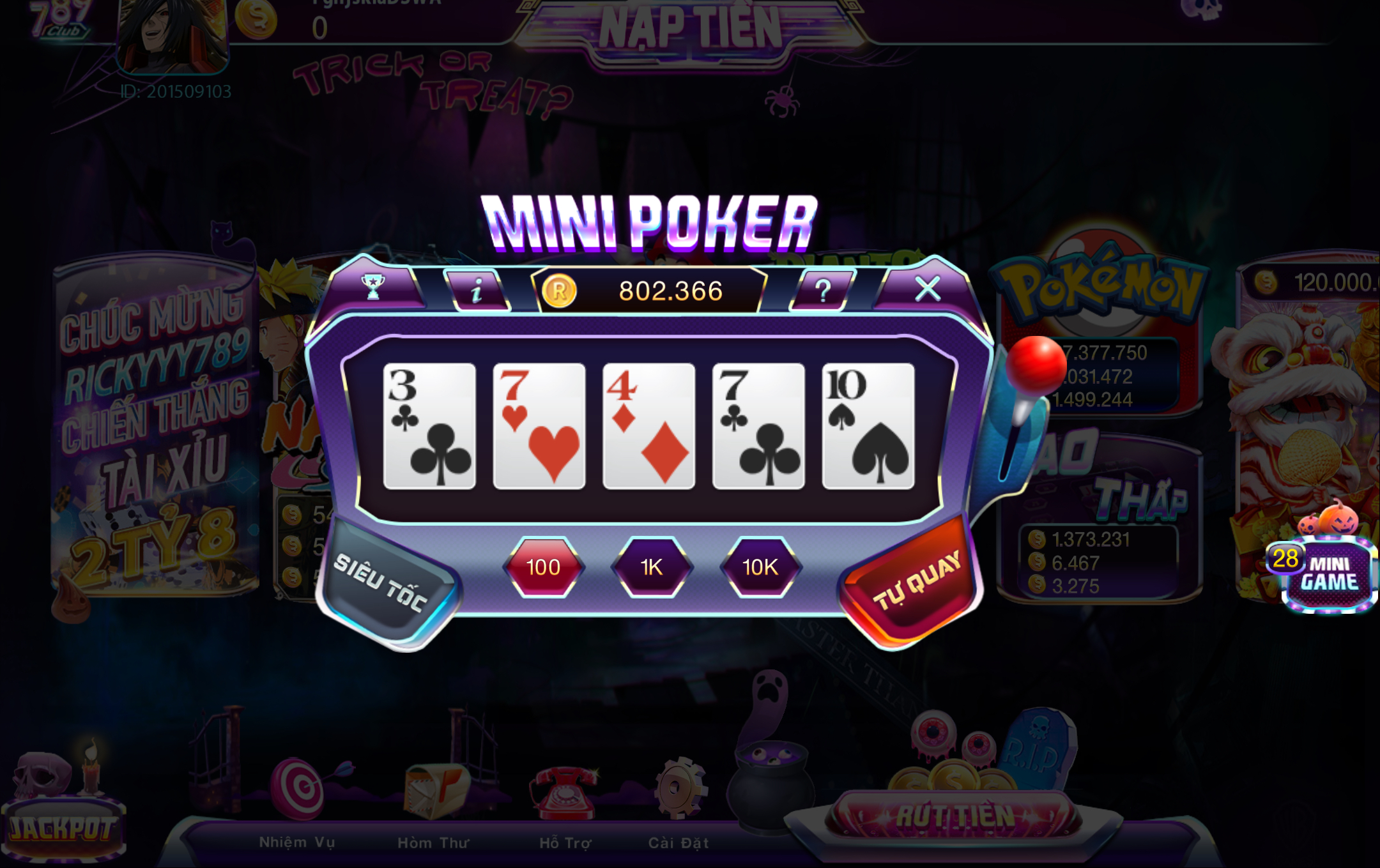 Hướng dẫn cách chơi game Mini Poker tại 789club