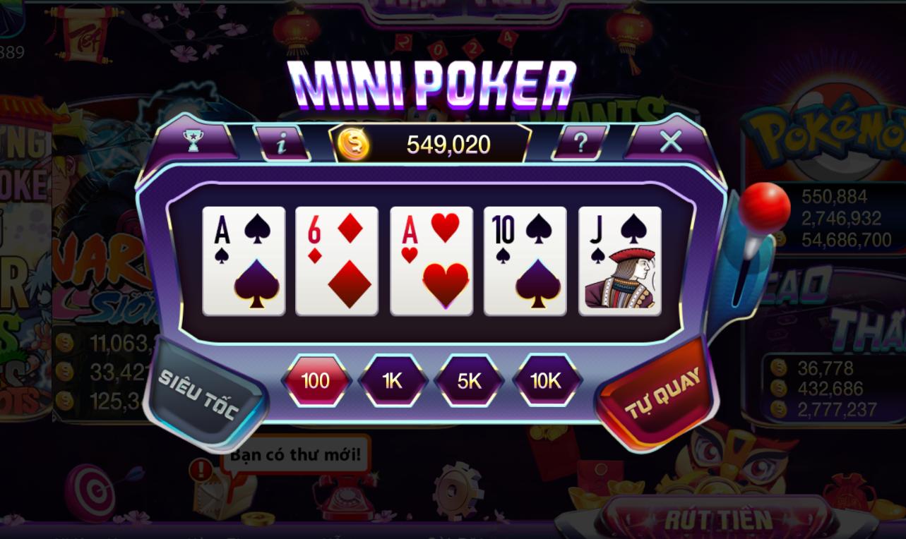 Các thao tác đơn giản để vào chơi Mini Poker khi tải 789club cực dễ